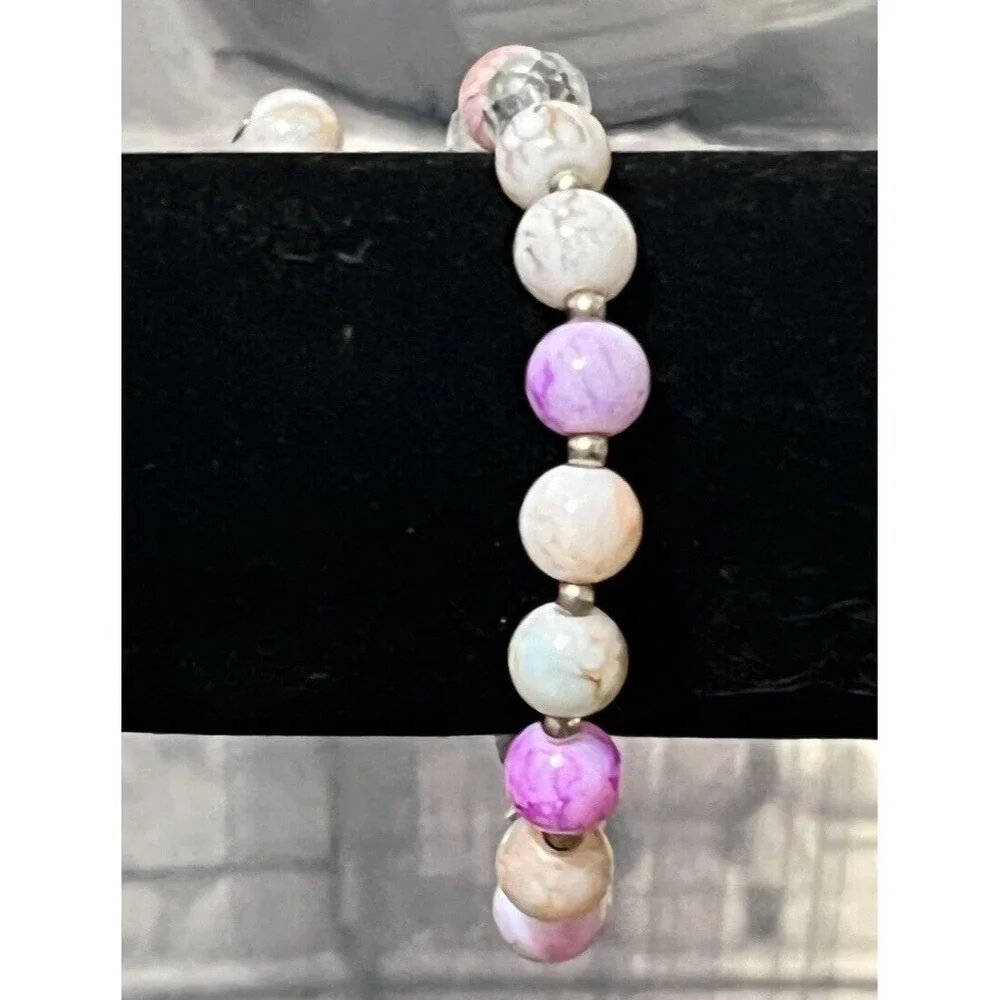 Bead Bracelet Koi Fish Luck Prosperity Wealth Charm Pink Blue‎ Cream Stretch New